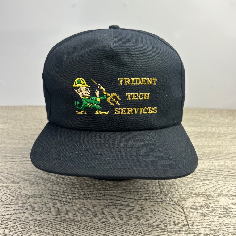 Vintage 90s Notre Dame‎ Trident Tech Services Hat Cap Strap Back Adjustable Blue